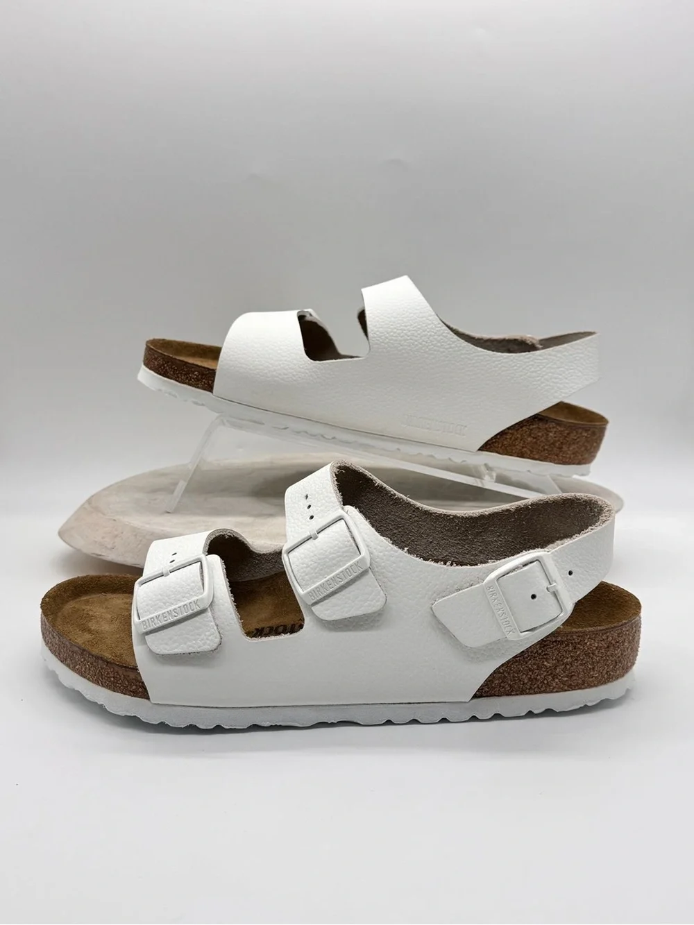 Birkenstock Milano White Leather Sandals NWOB Men 10 L12 Regular Fit EU 43